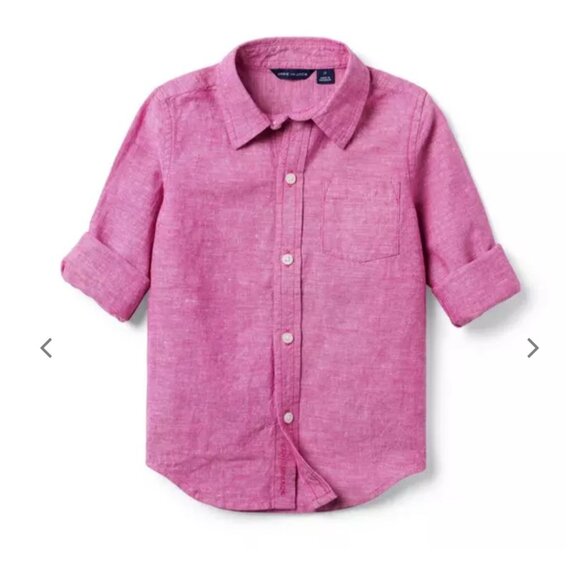 Janie & Jack Linen & Cotton Rolled Sleeve Button Down Shirt Sz 3-6 Months Boys R - Picture 2 of 9